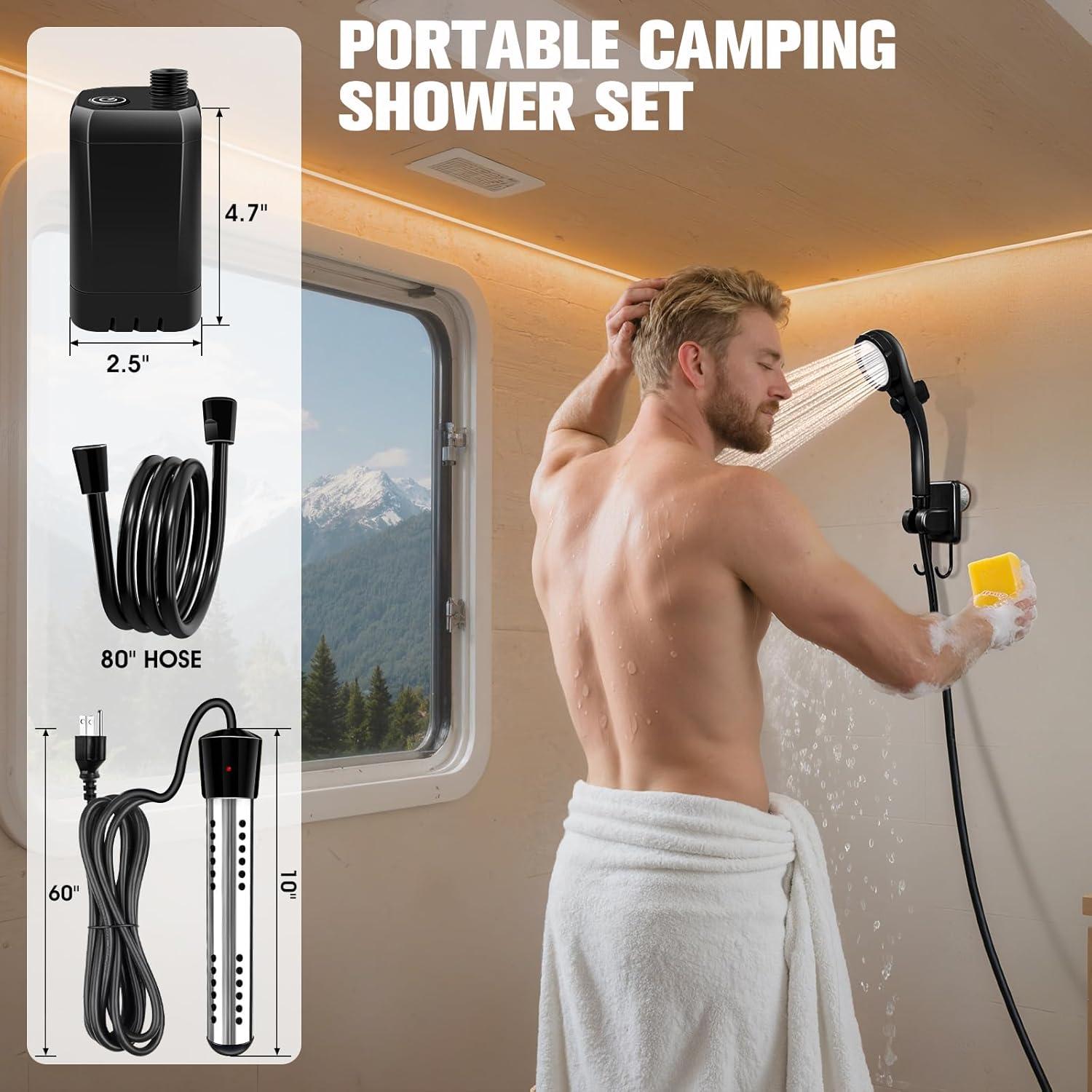 Ducha Portátil LanBlu HT2000W con Calentador 2000W para Camping