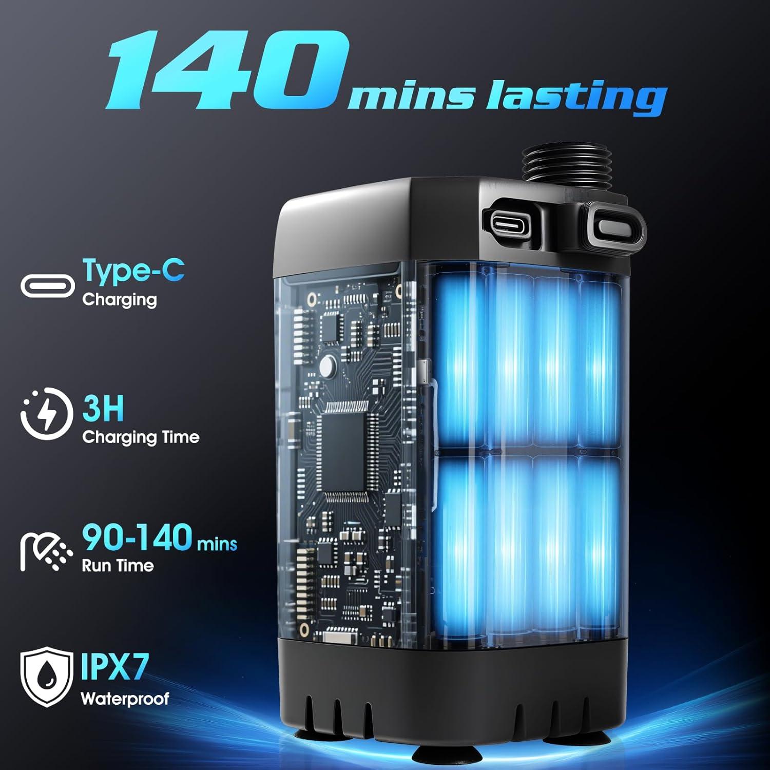 Ducha Portátil FizZeal con Calentador 2000W y Pantalla LED