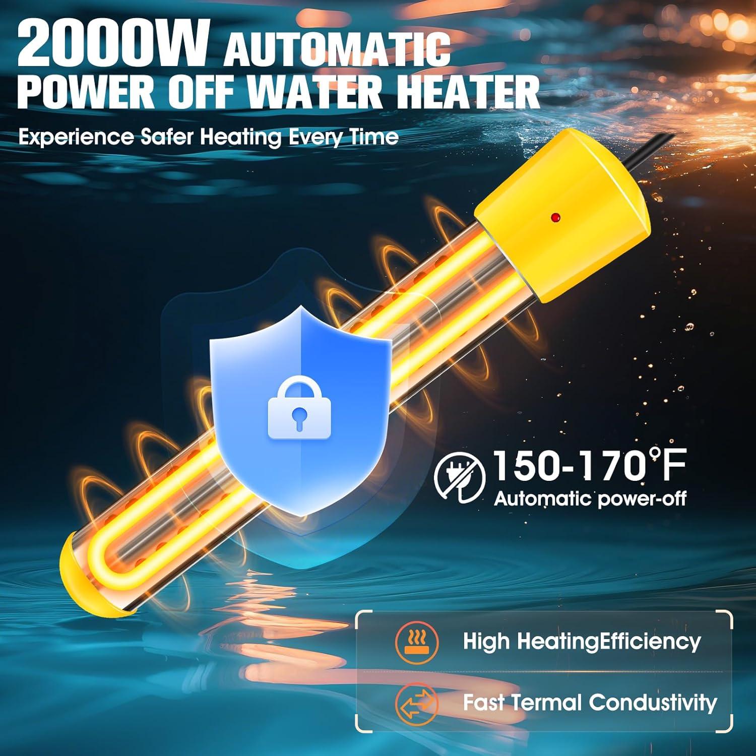 Ducha Portátil FizZeal con Calentador 2000W y Pantalla LED