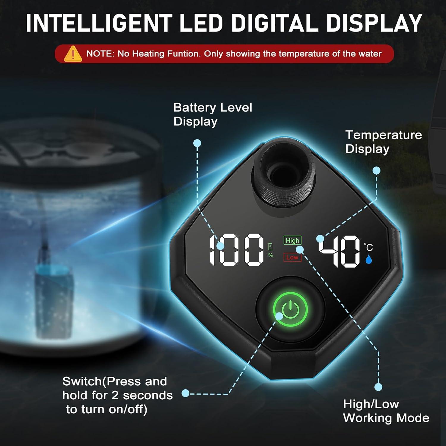 Ducha Portátil Camping Spopal 20L Recargable LED 4 Modos