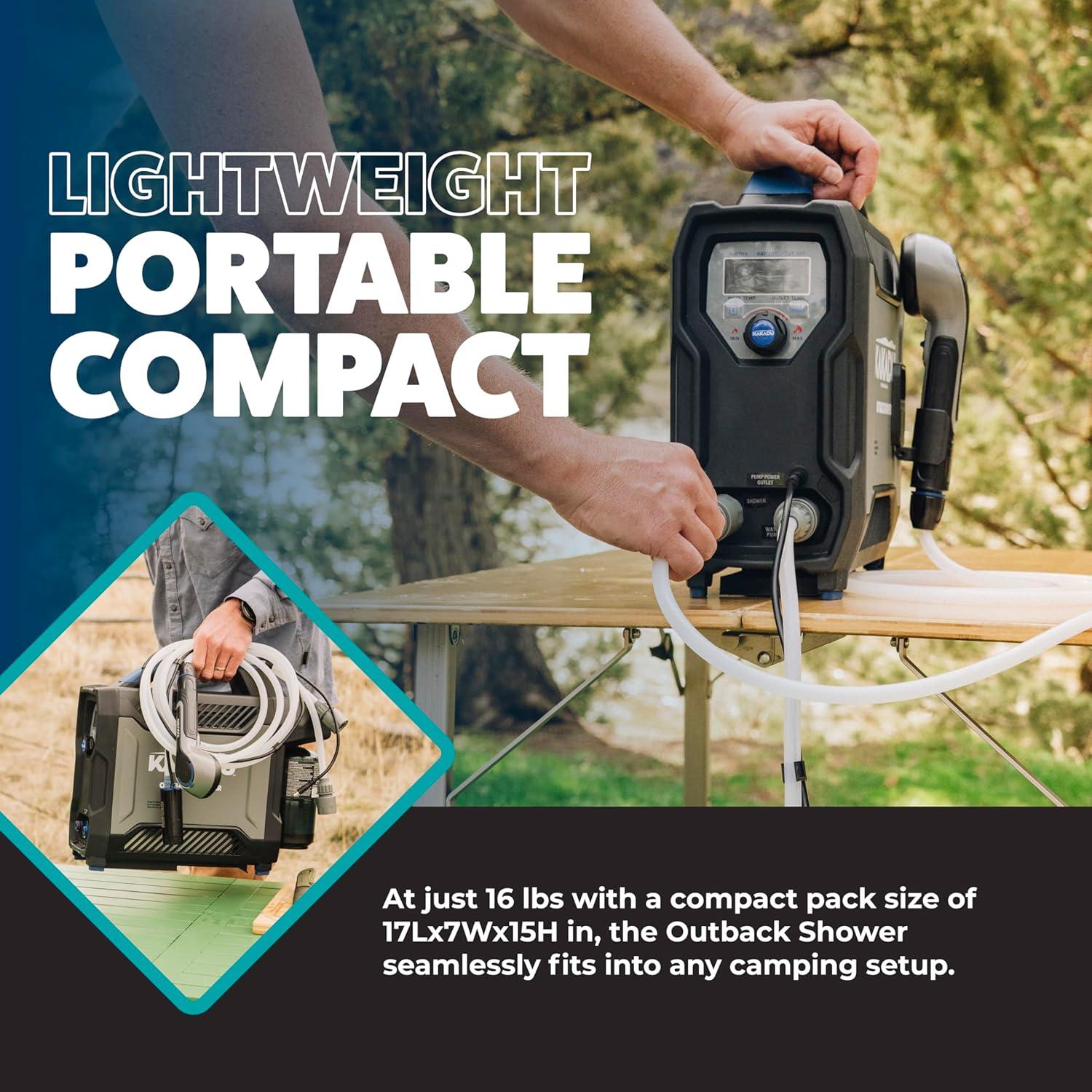 Ducha Portátil Kakadu Outback, Agua Caliente Instantánea, 7.26 kg