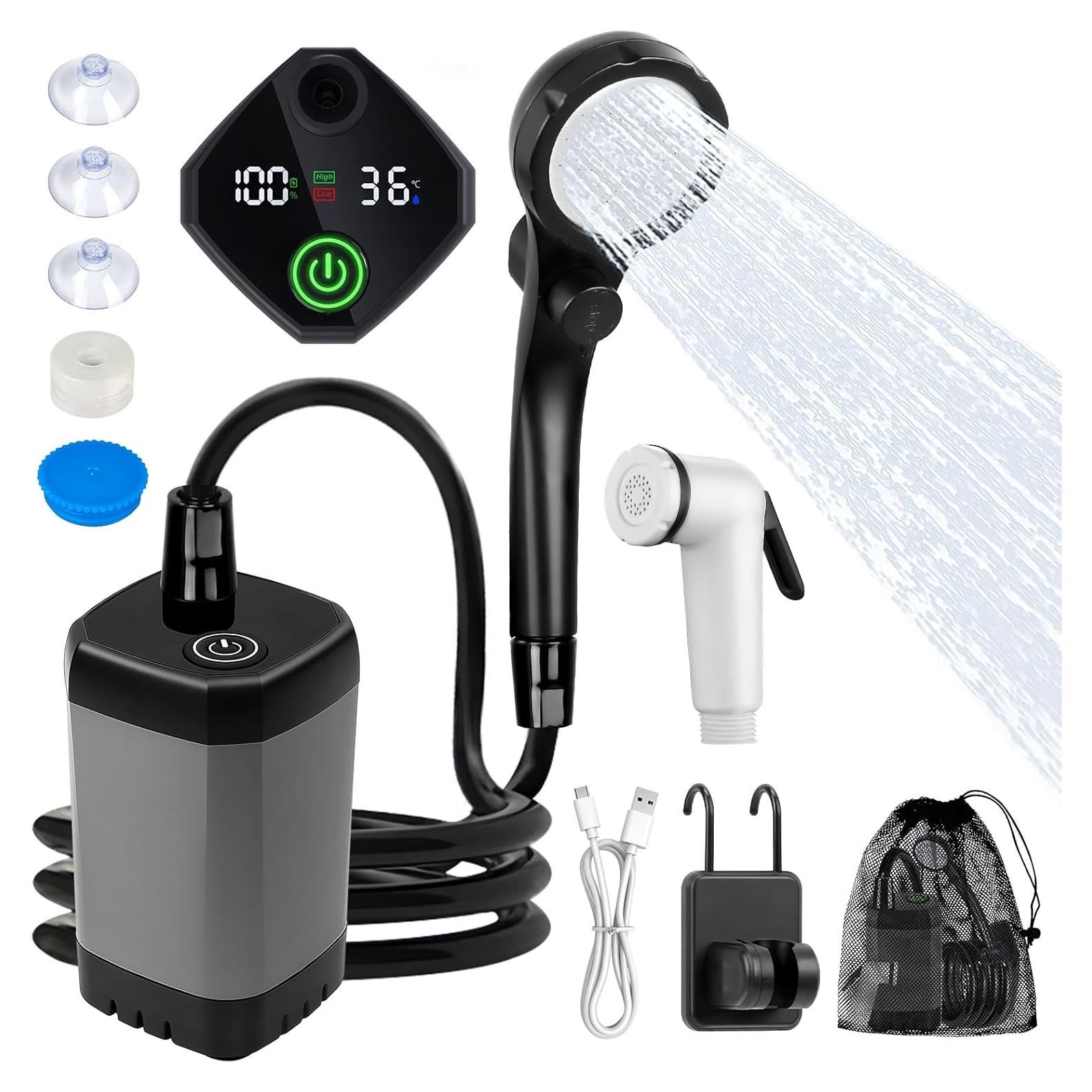 Ducha Portátil Fohil 6000mAh con Pantalla LED y 4 Modos