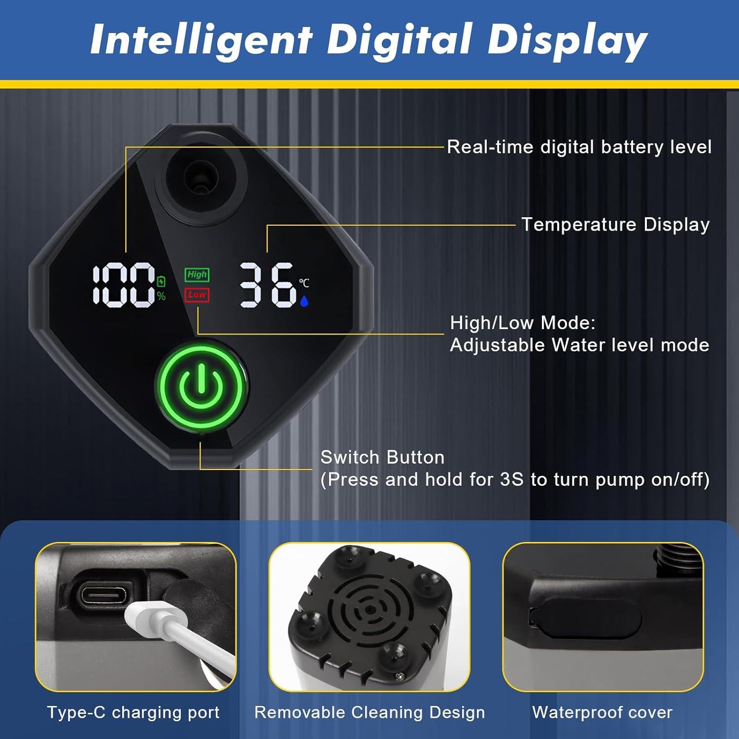 Ducha Portátil Fohil 6000mAh con Pantalla LED y 4 Modos