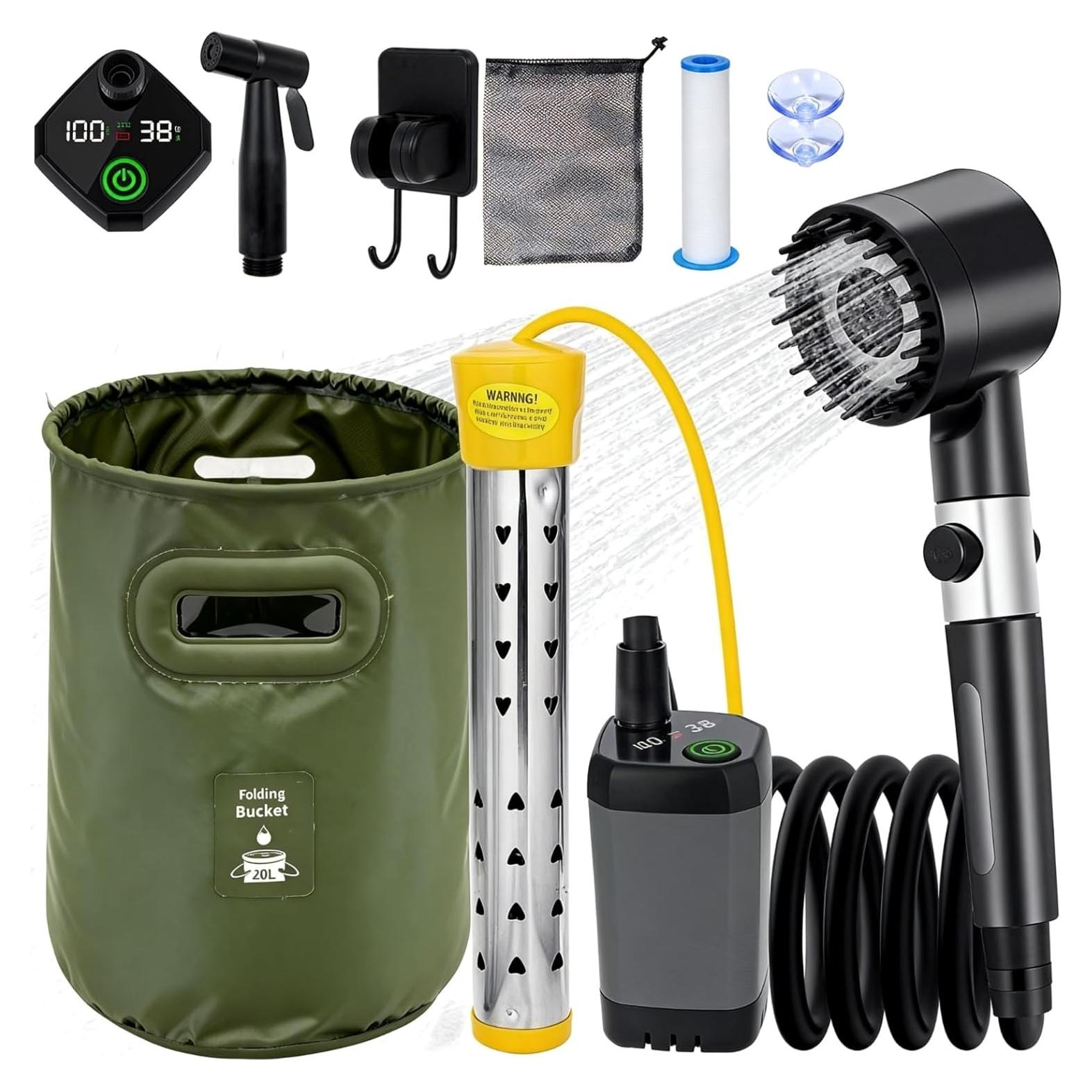 Ducha Portátil SIECCY 1500W con Calentador y Batería 6000mAh