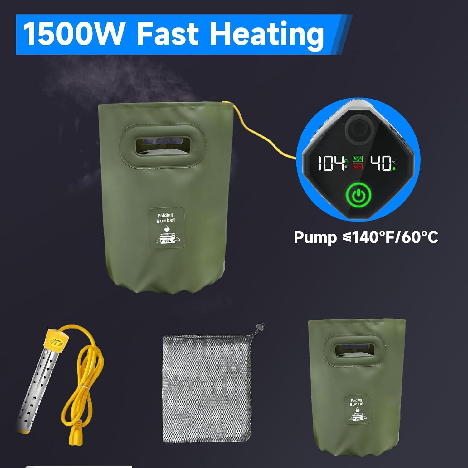 Ducha Portátil SIECCY 1500W con Calentador y Batería 6000mAh