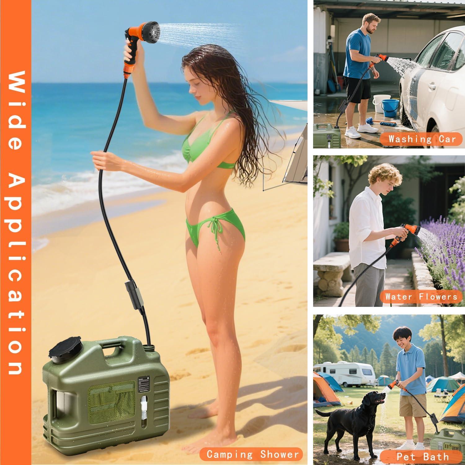 Ducha de Camping Portátil RedJuslink 5 Galones 18L Bomba Eléctrica