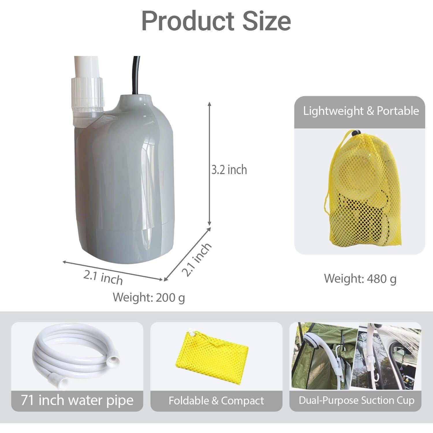 Ducha portátil Iron Hammer 12V alta presión USB-C camping