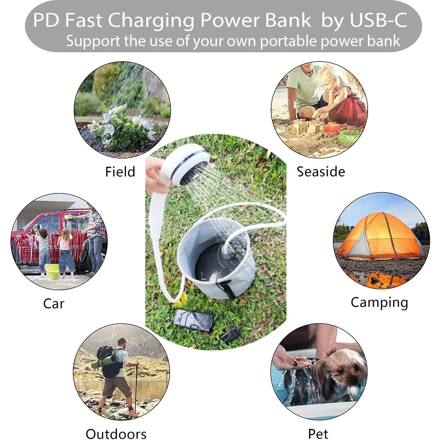 Ducha portátil Iron Hammer 12V alta presión USB-C camping