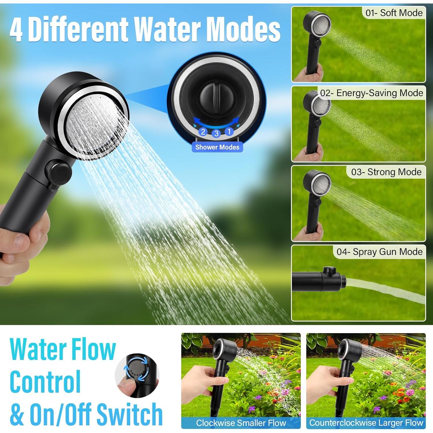 Ducha portátil Yimserk 8000mAh con 10 velocidades y LED