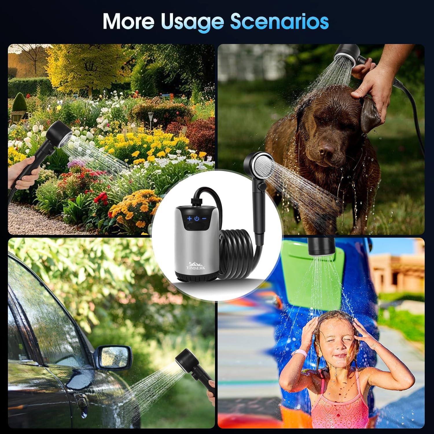 Ducha portátil Yimserk 8000mAh con 10 velocidades y LED