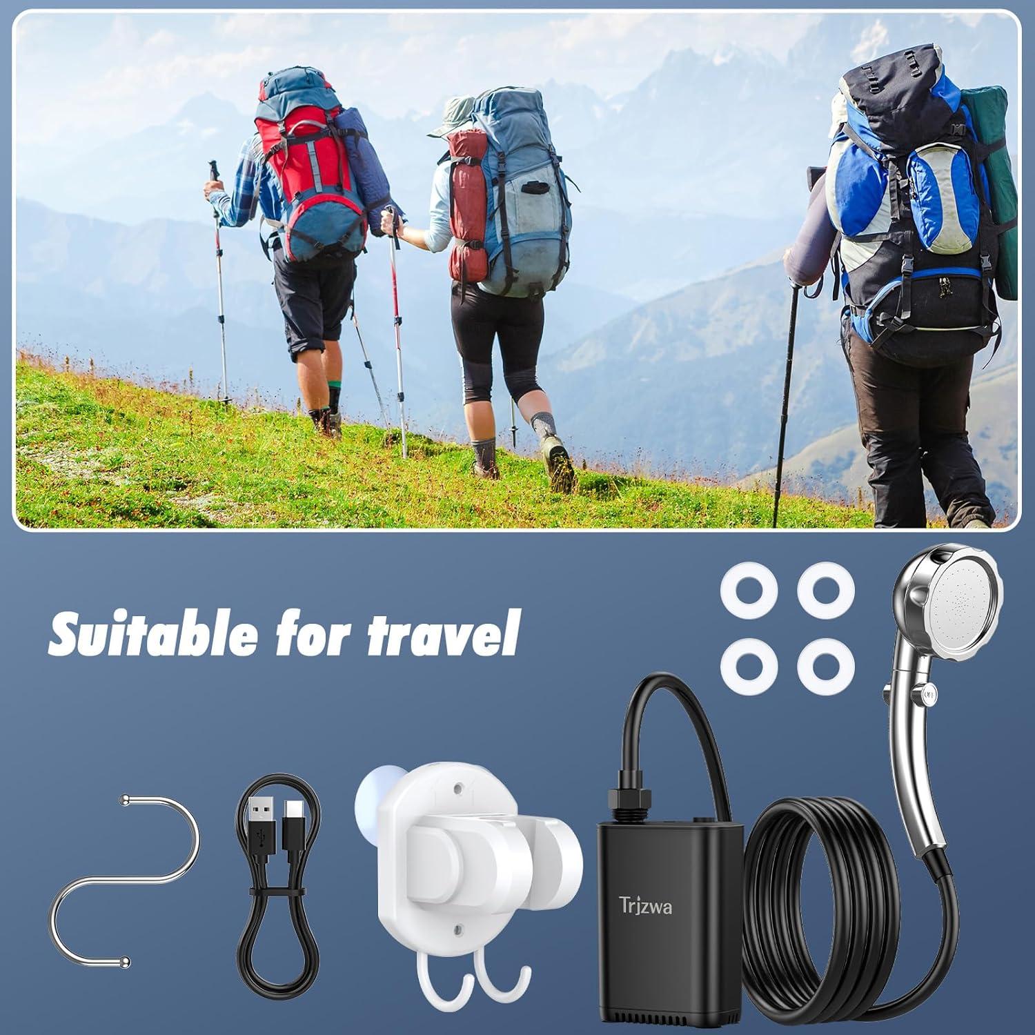 Ducha Portátil TRJZWA 2600mAh para Camping y Jardín