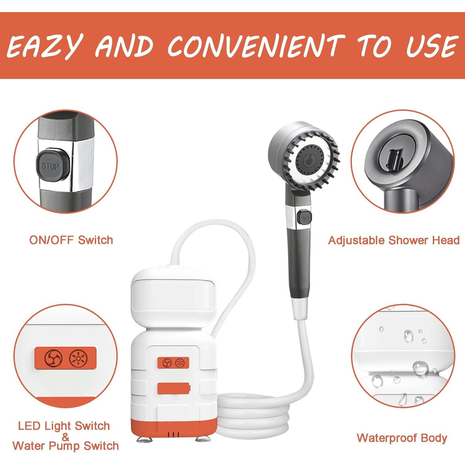 Kit de Ducha Portátil Luzsuave LY-C-US-0421 con LED y 20L