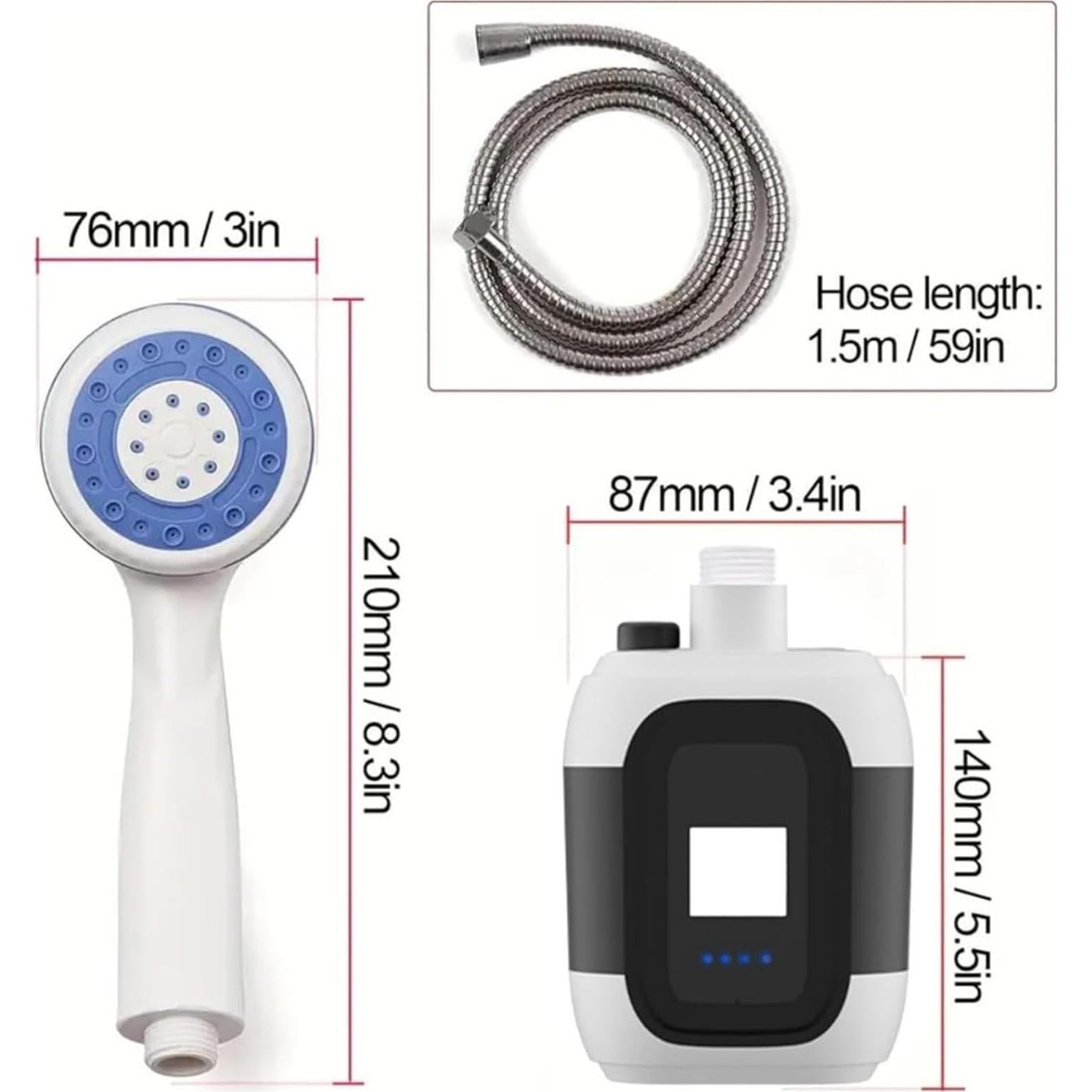 Ducha Portátil Recargable Genérico 2200mAh con Flujo Ajustable