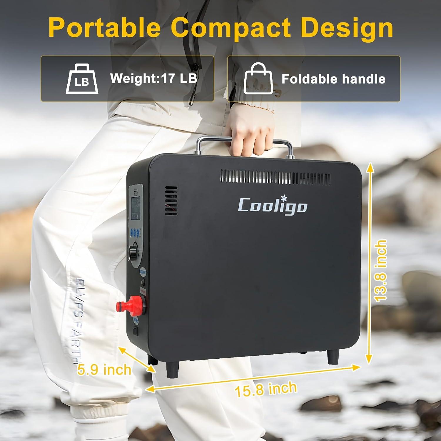 Calentador de Agua Portátil COOLIGO 40,900 BTU Ducha Camping