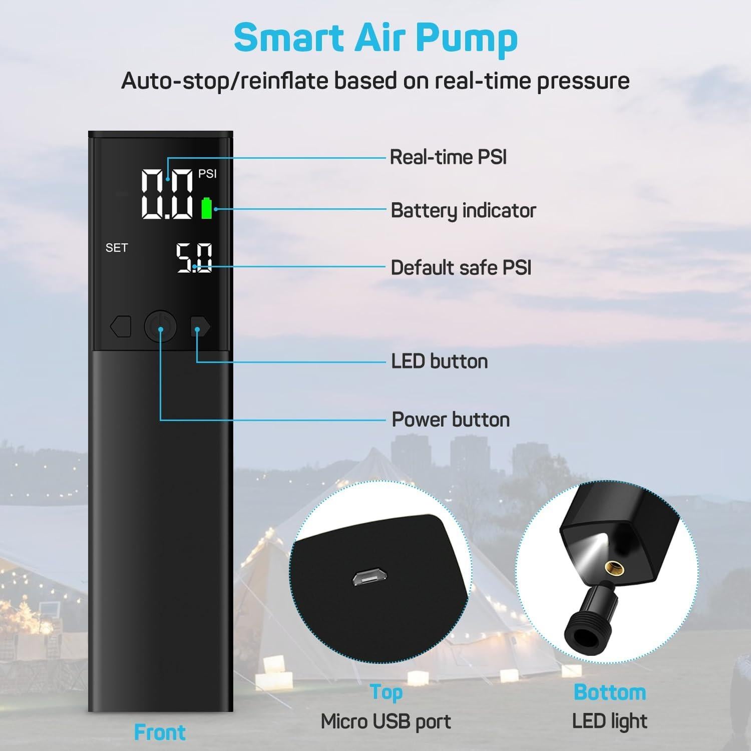 Ducha Portátil para Camping DR.PREPARE 15L con Bomba Recargable