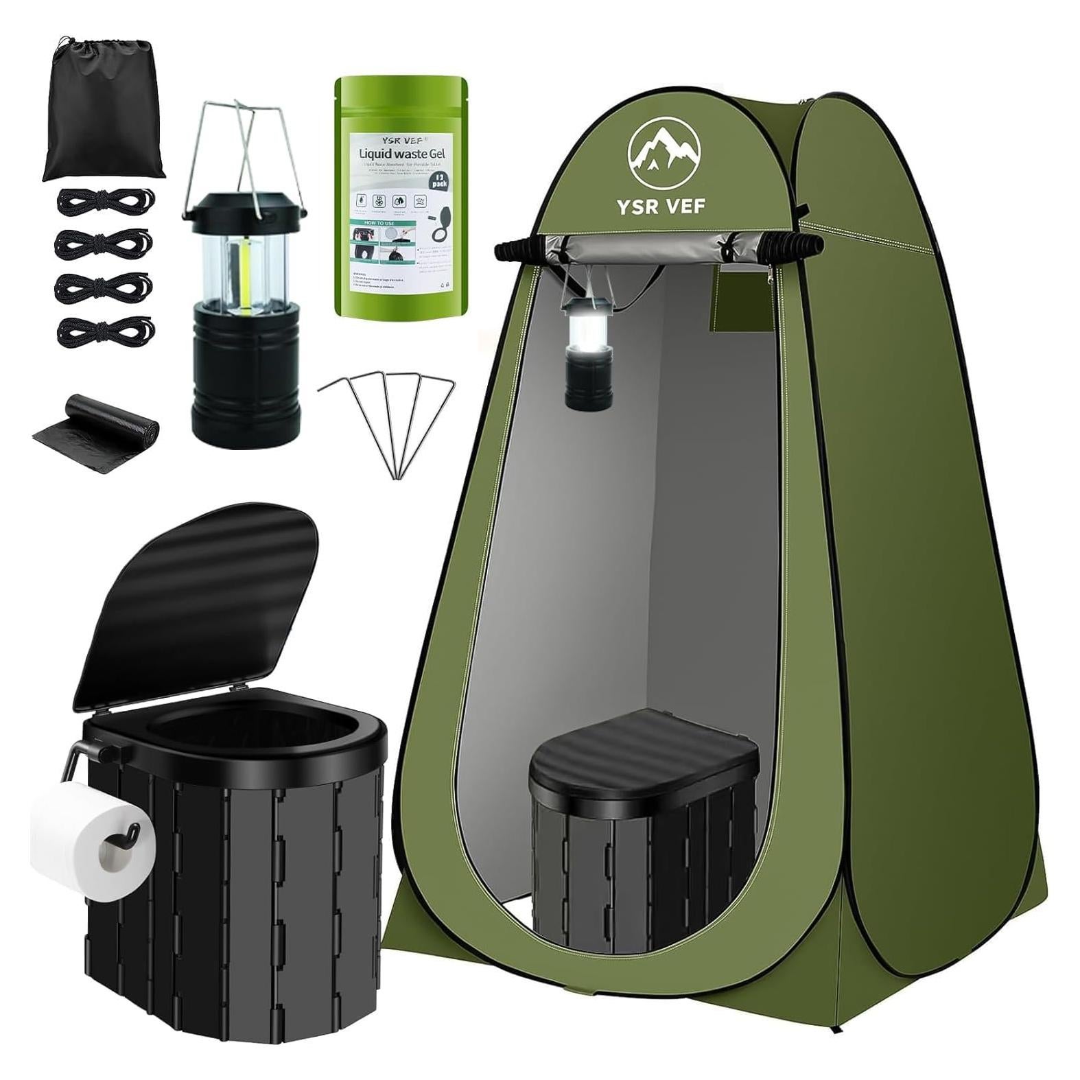 Kit Inodoro Portátil YSR VEF con Carpa de Privacidad y Luz