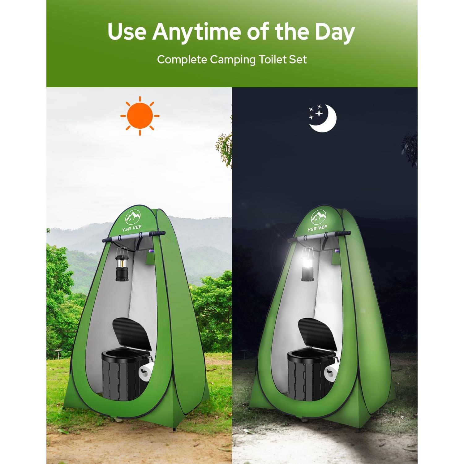 Kit Inodoro Portátil YSR VEF con Carpa de Privacidad y Luz