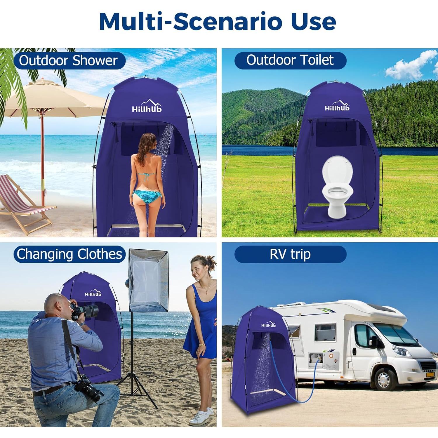 Tienda de Ducha Portátil Hillhub 2.1m Impermeable para Camping