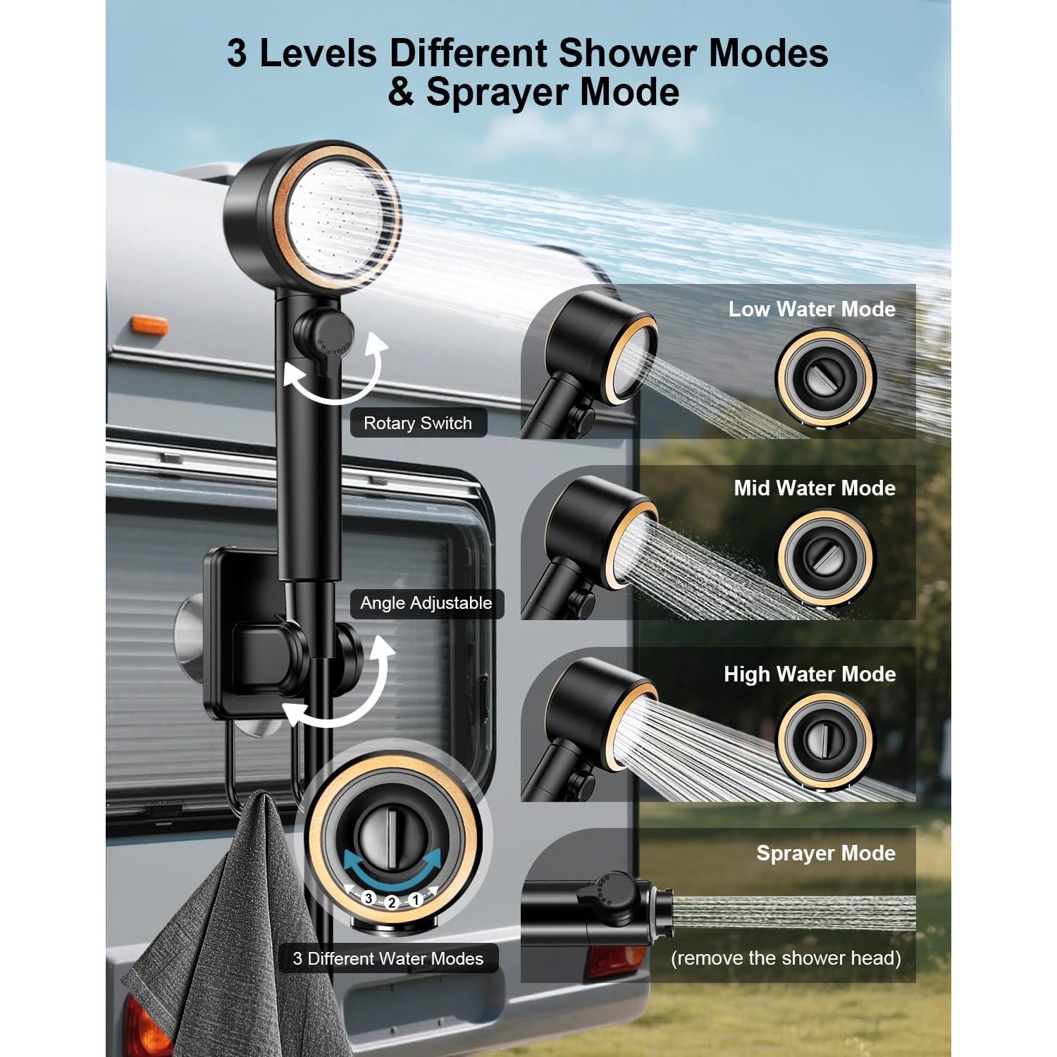 Ducha Portátil AUTOPkio 8000mAh 10L/min 5 Modos LED IPX8