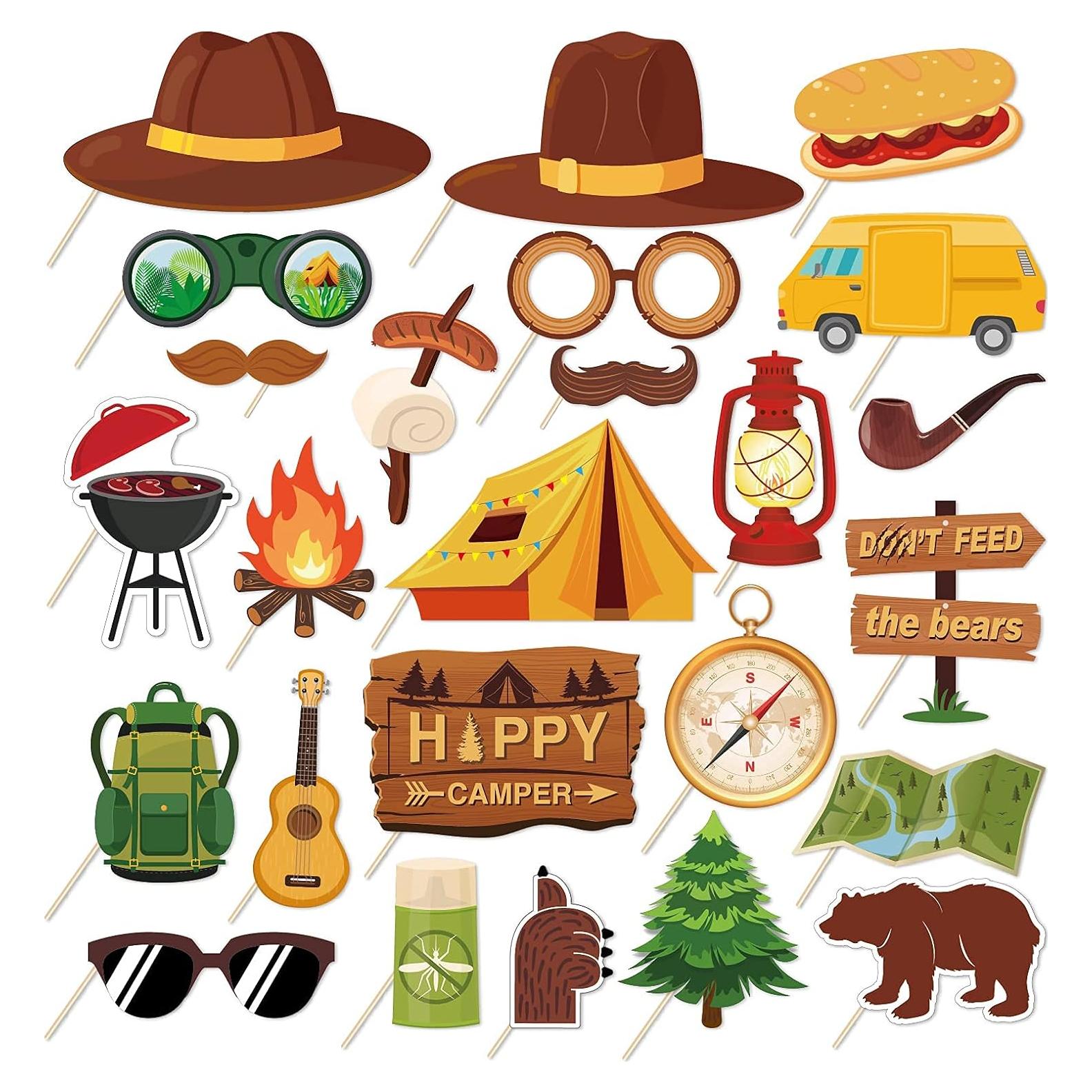 Accesorios para Fotos de Fiesta de Camping SILBLASSYU - 25 Piezas