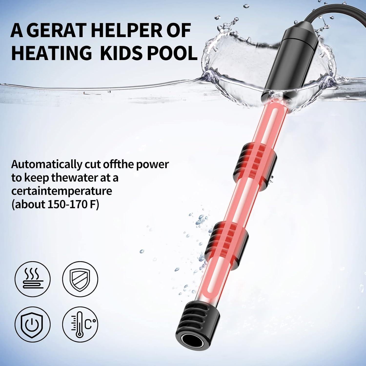 Calentador de Agua Inmerso KNOEYR 1500W Acero Inoxidable 304