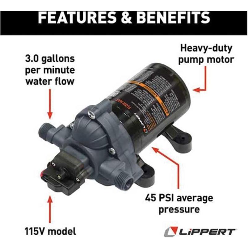 Bomba de Agua Flow Max Lippert 115V 11.36 L/min para RV