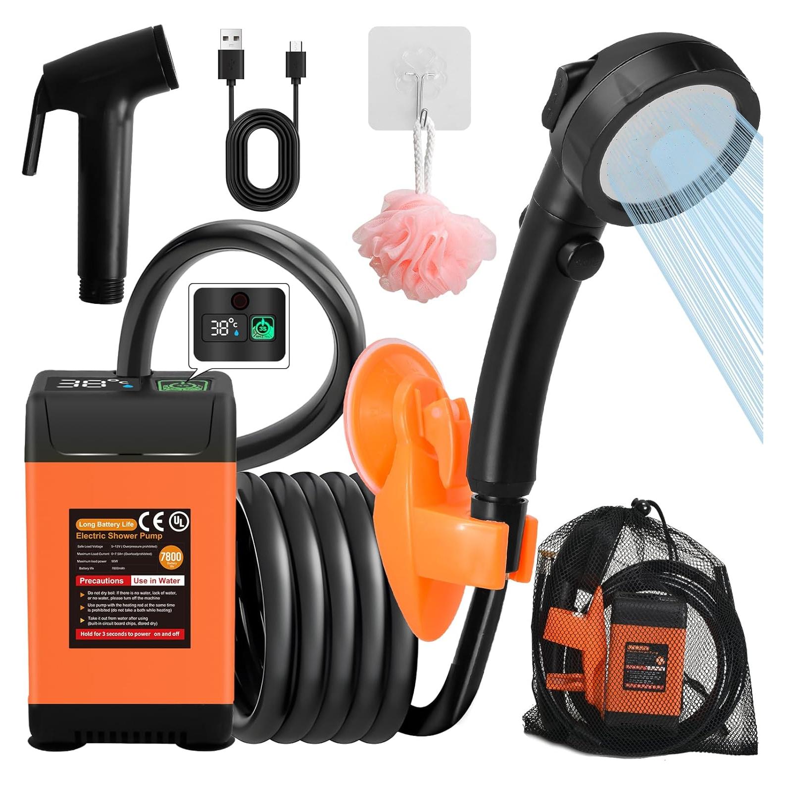 Ducha Portátil Luxsego 7800mAh Recargable con Pantalla LED