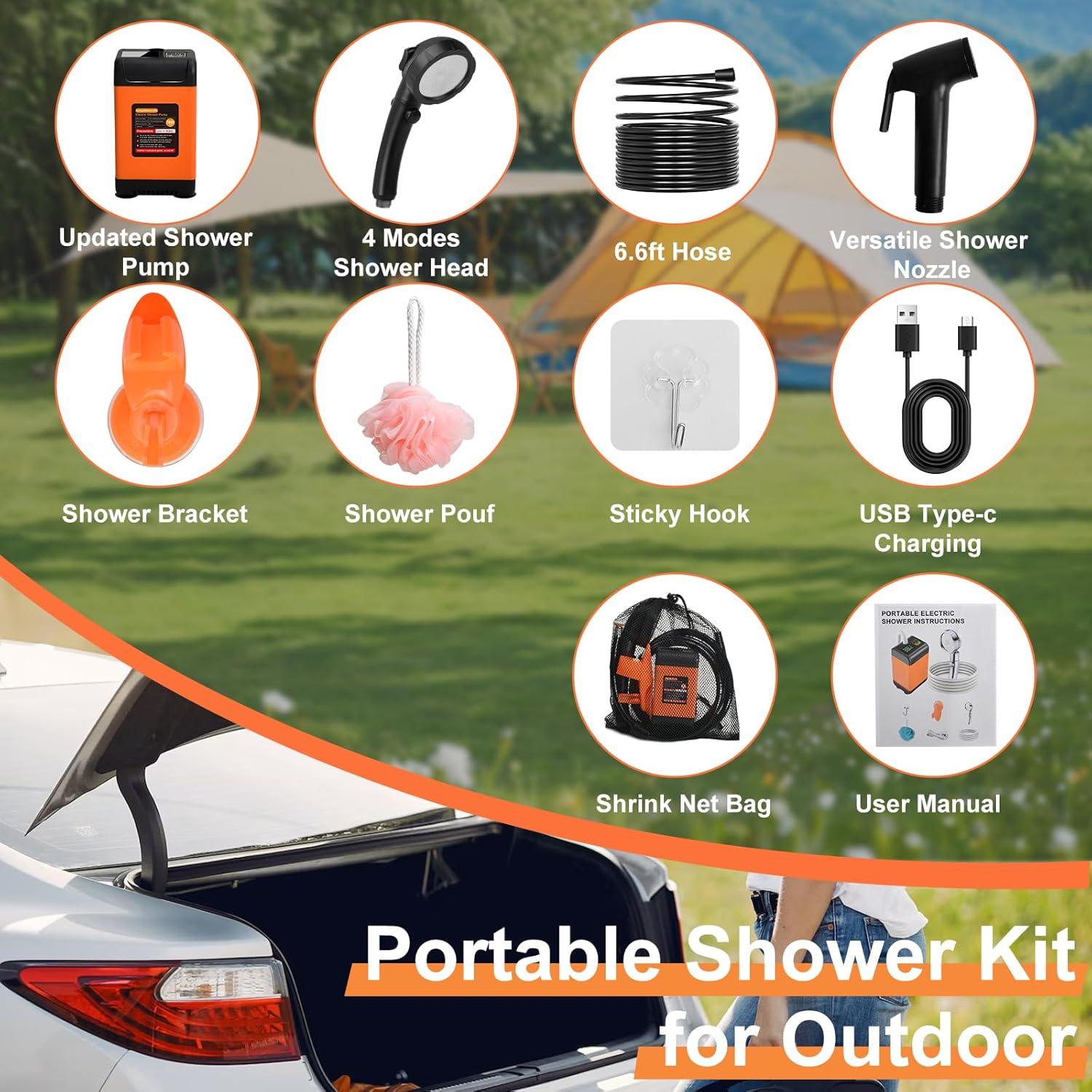 Ducha Portátil Luxsego 7800mAh Recargable con Pantalla LED