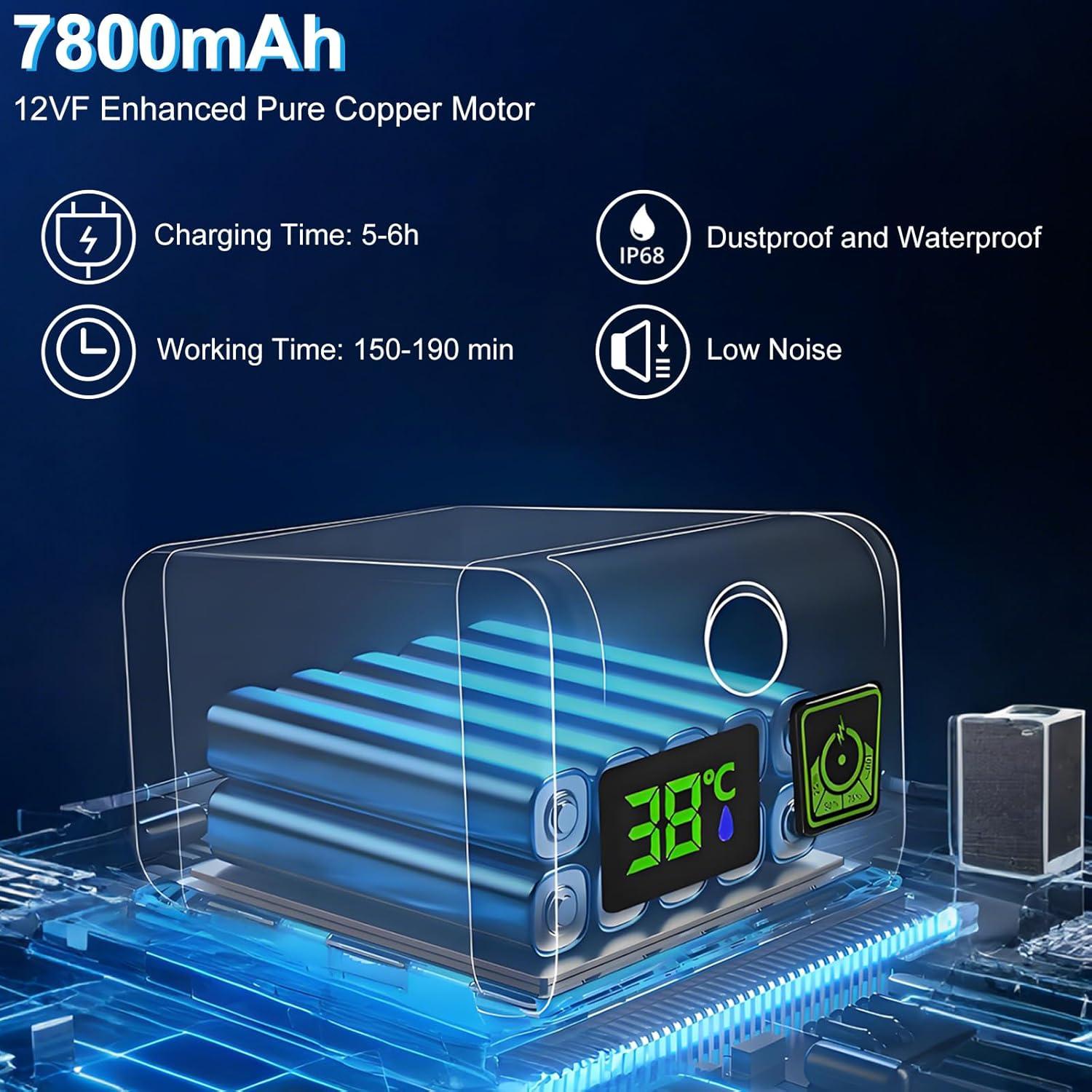 Ducha Portátil Luxsego 7800mAh Recargable con Pantalla LED