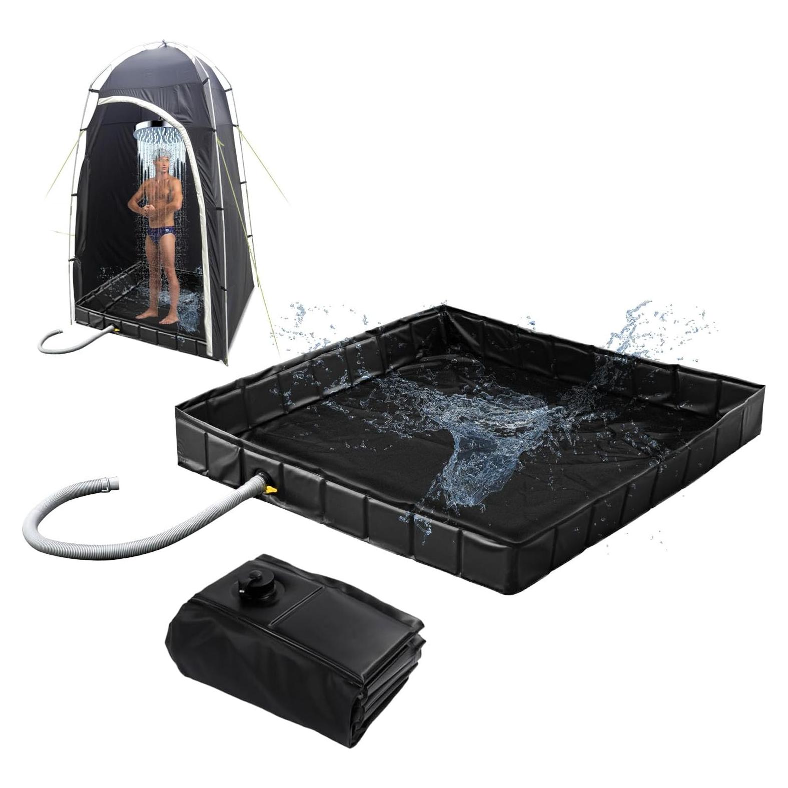 Base de Ducha Portátil Socpuro 104 cm Plegable con Drenaje