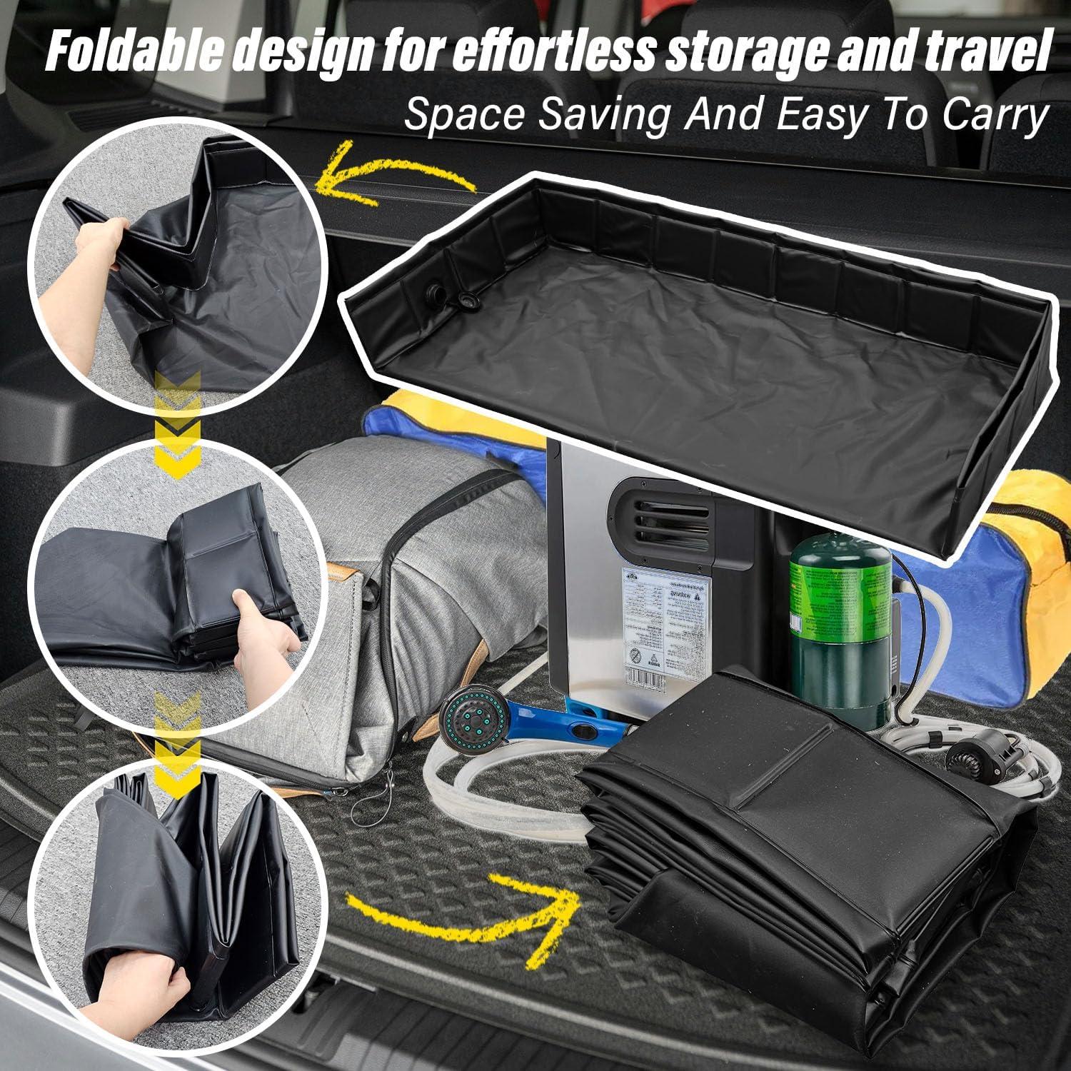 Base de Ducha Portátil Socpuro 104 cm Plegable con Drenaje