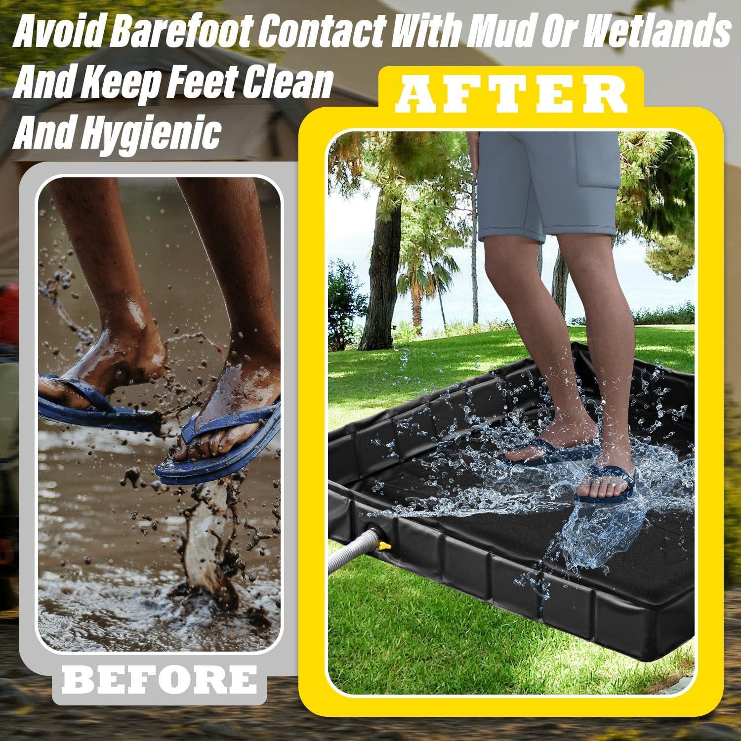 Base de Ducha Portátil Socpuro 104 cm Plegable con Drenaje