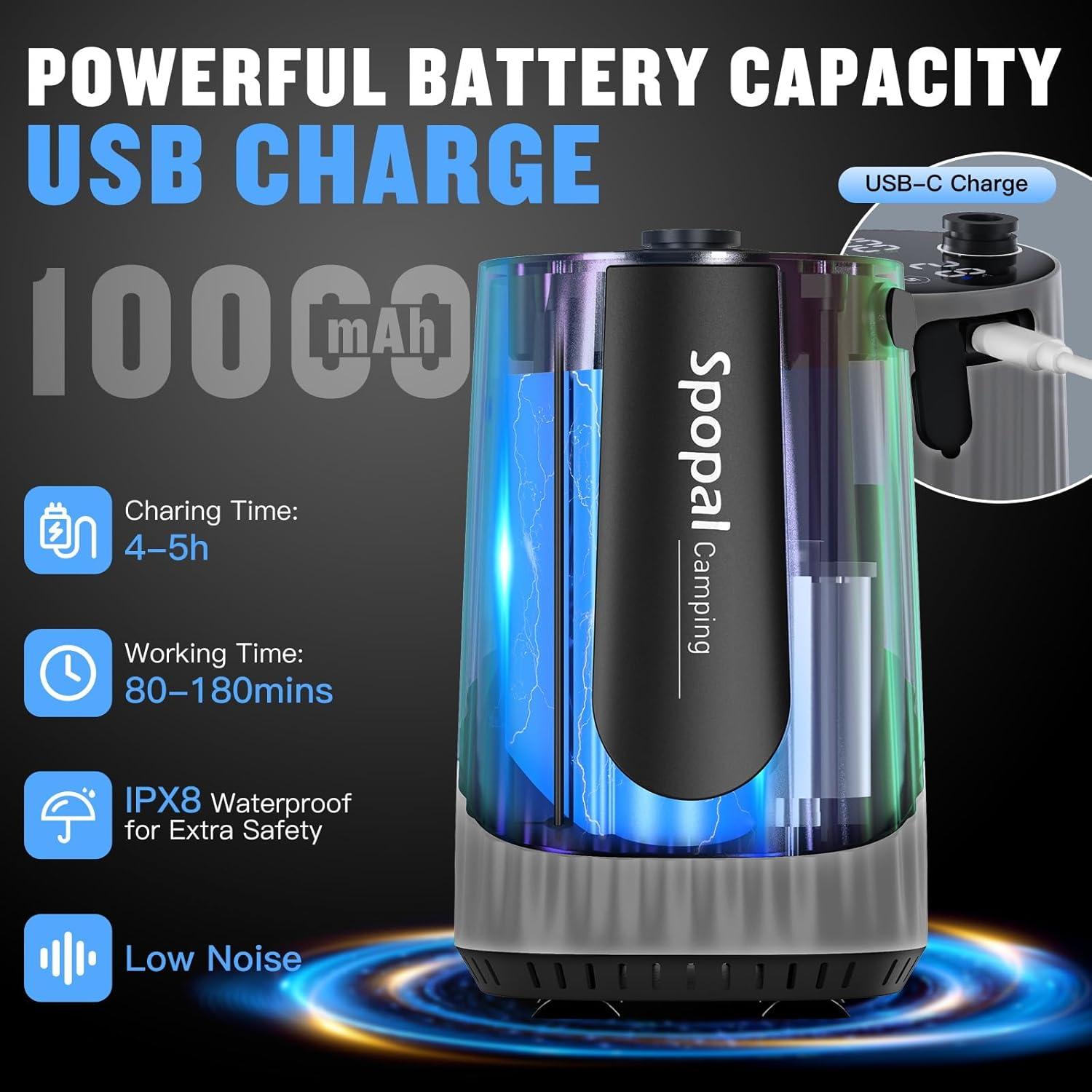 Ducha Portátil Spopal para Camping 10000mAh IPX8 5 Velocidades