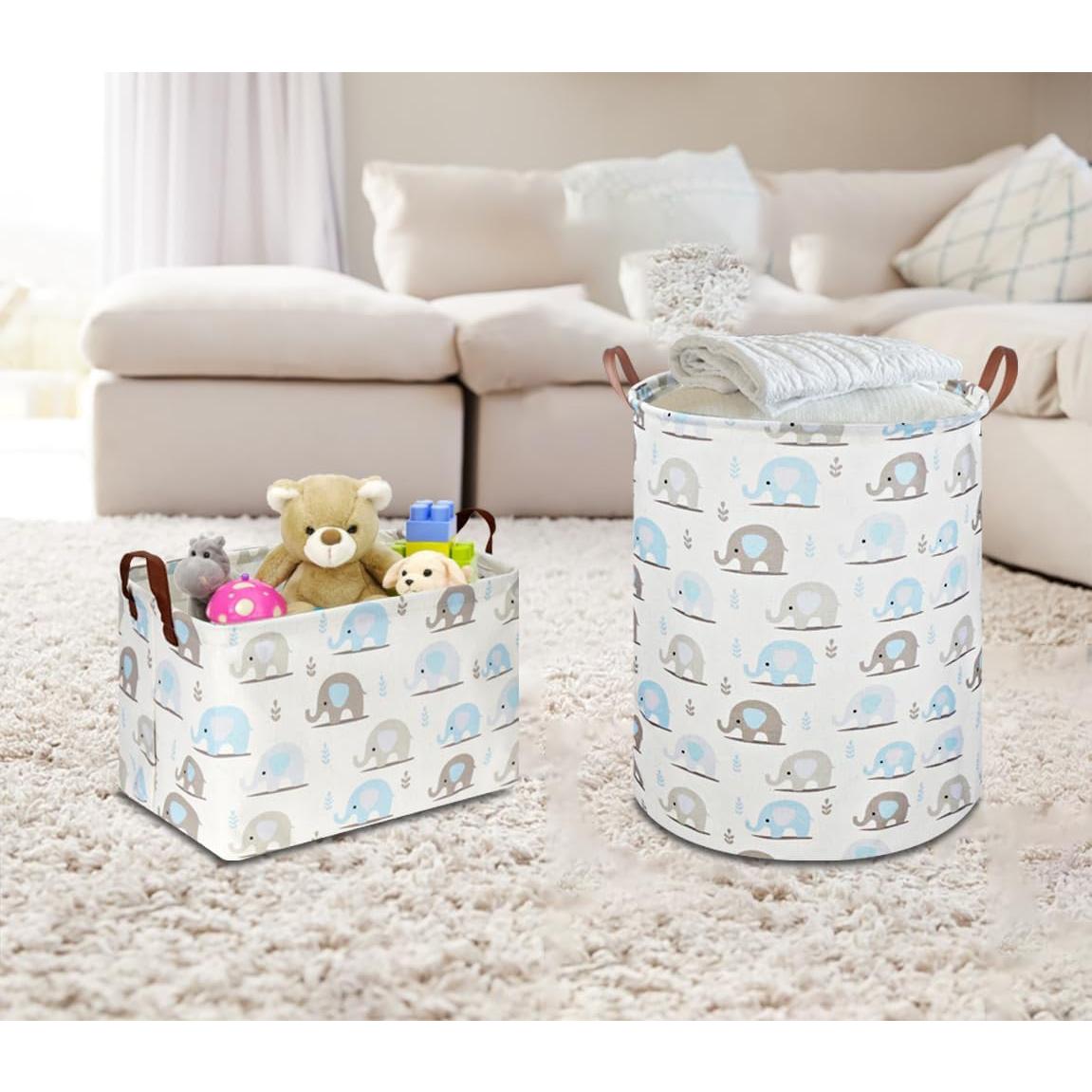 Cesta de Almacenamiento Plegable NTAOHAMPER Elefante Azul 37.8x25.9x24.9 cm