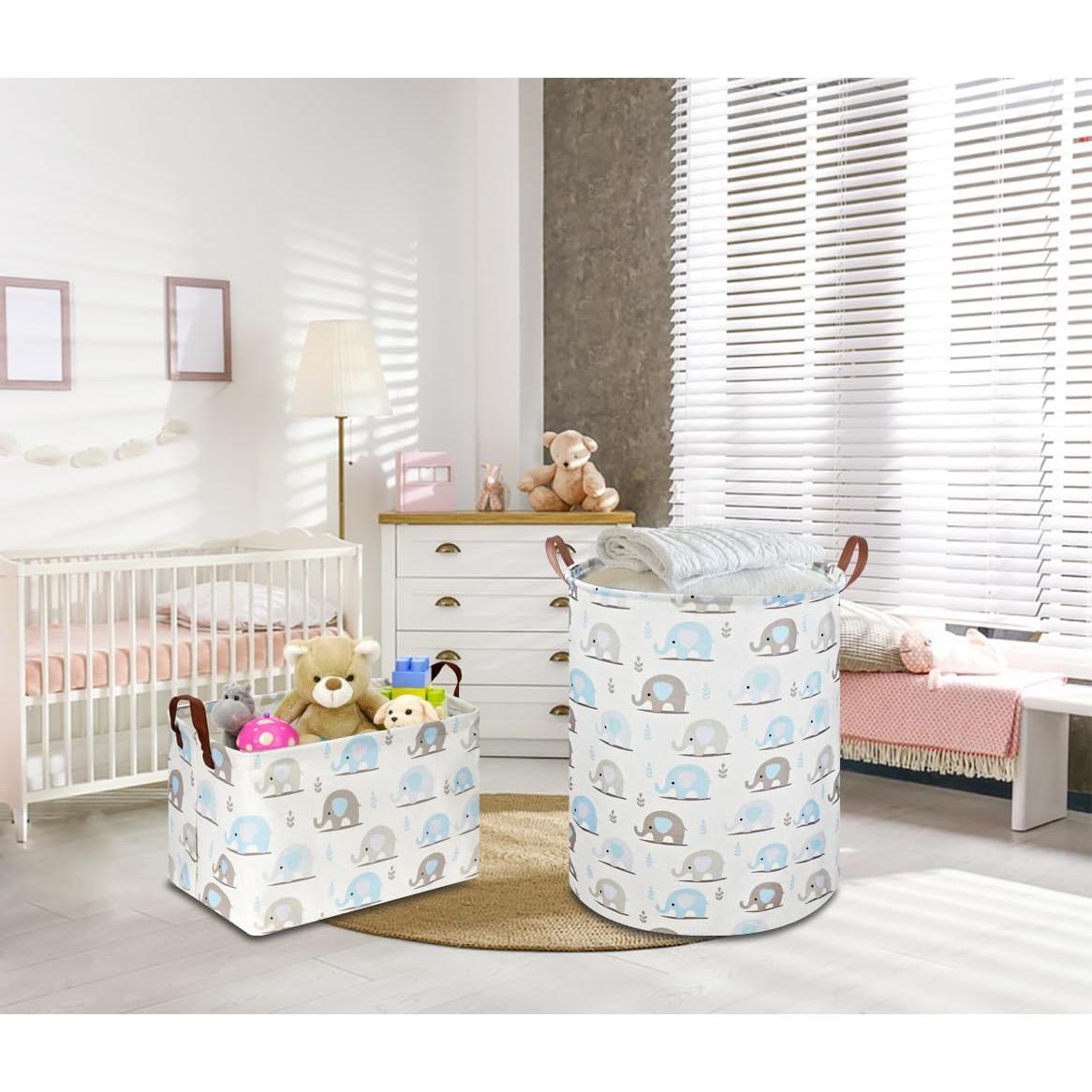 Cesta de Almacenamiento Plegable NTAOHAMPER Elefante Azul 37.8x25.9x24.9 cm