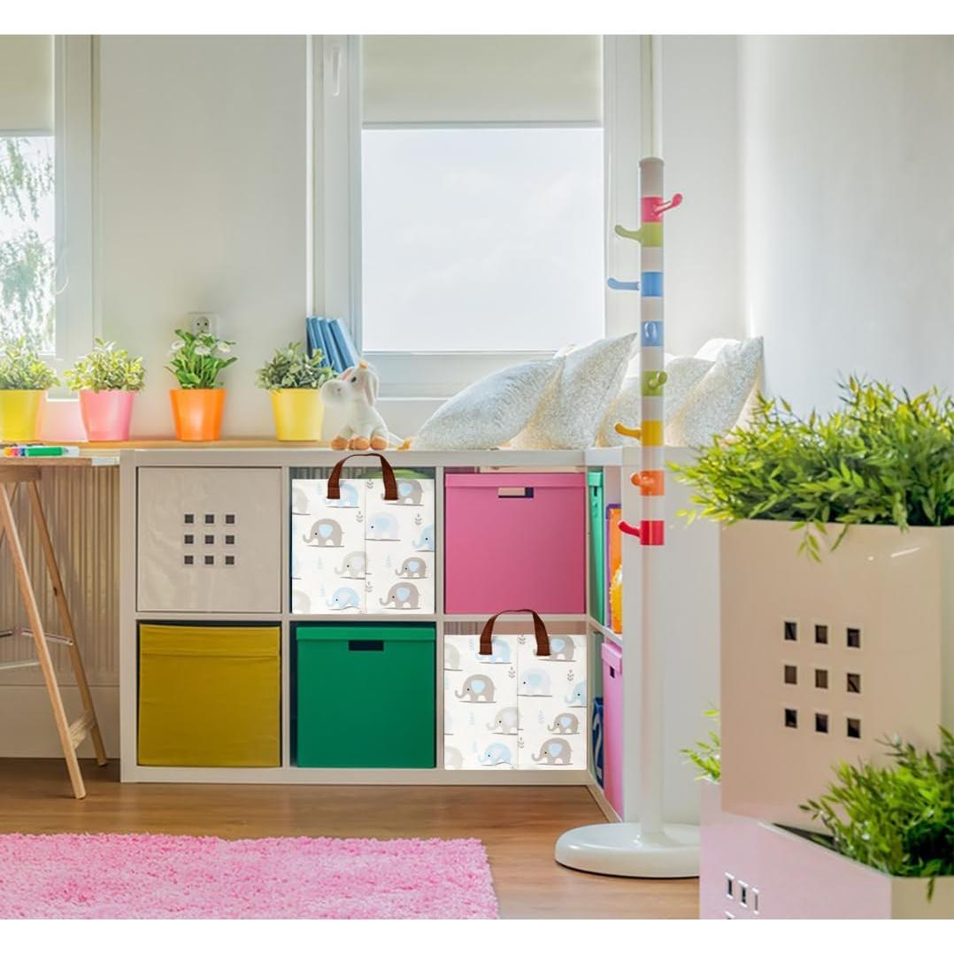 Cesta de Almacenamiento Plegable NTAOHAMPER Elefante Azul 37.8x25.9x24.9 cm