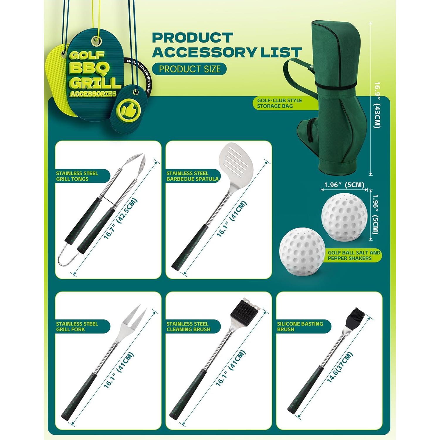 Set de Parrilla de Golf PARIGO 8 Piezas - Utensilios BBQ