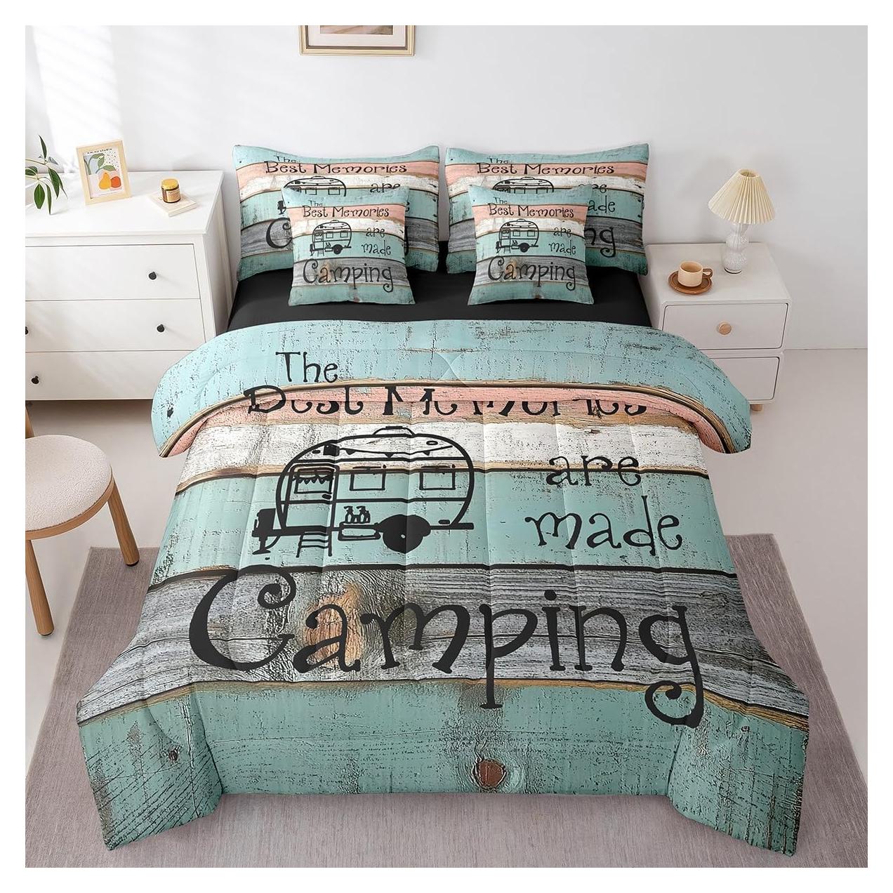 Conjunto de cama Erosebridal 7 piezas Queen Camping Verde