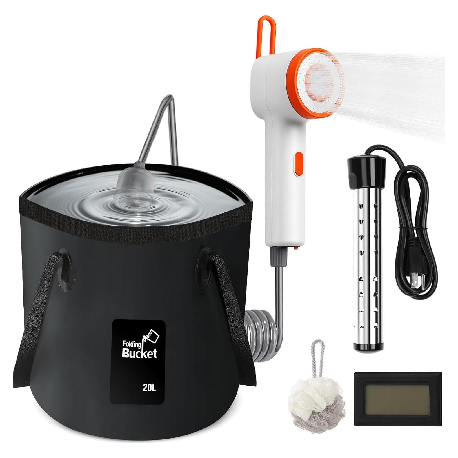 Ducha Portátil FODAHRWS ZH-FBA con Calentador y Luz LED