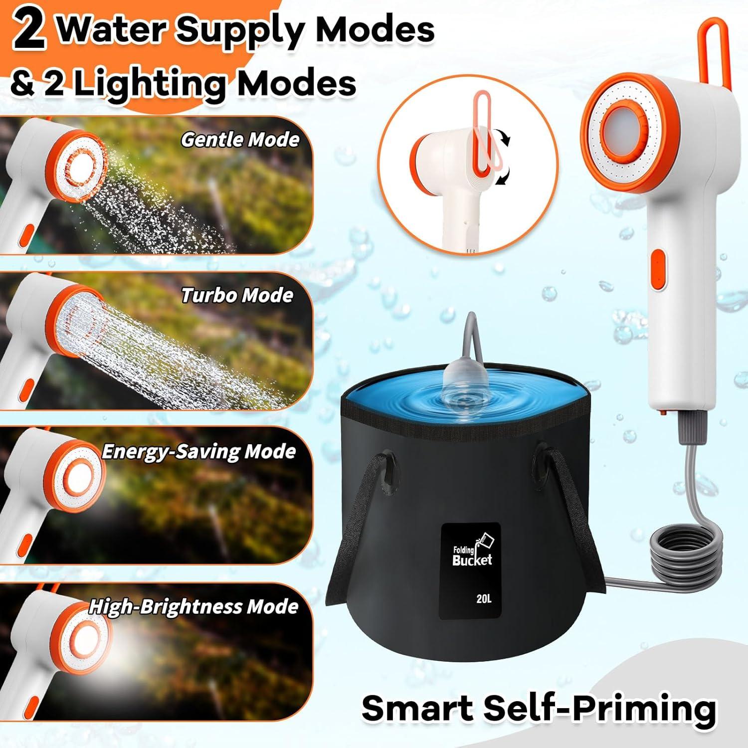 Ducha Portátil FODAHRWS ZH-FBA con Calentador y Luz LED