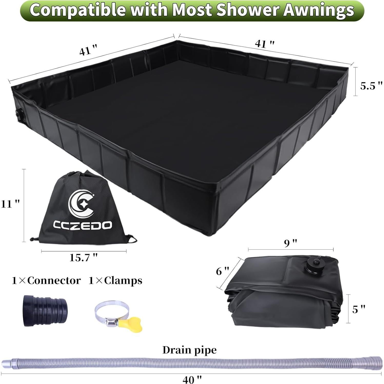 Base de Ducha Portátil CCZedo SO - Plegable con Drenaje y Bolsa