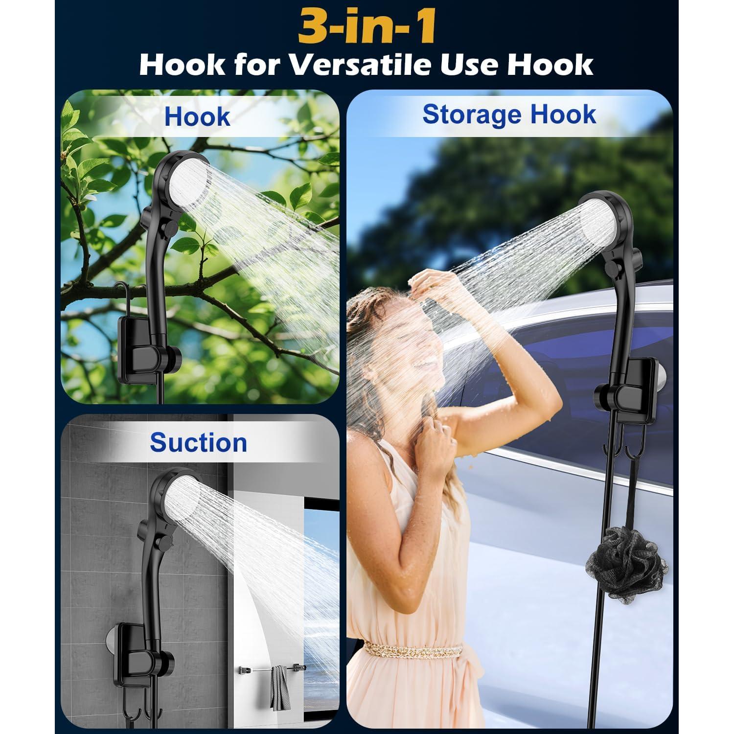 Ducha Portátil WADEO 6000mAh con Luz LED y 5 Niveles de Presión