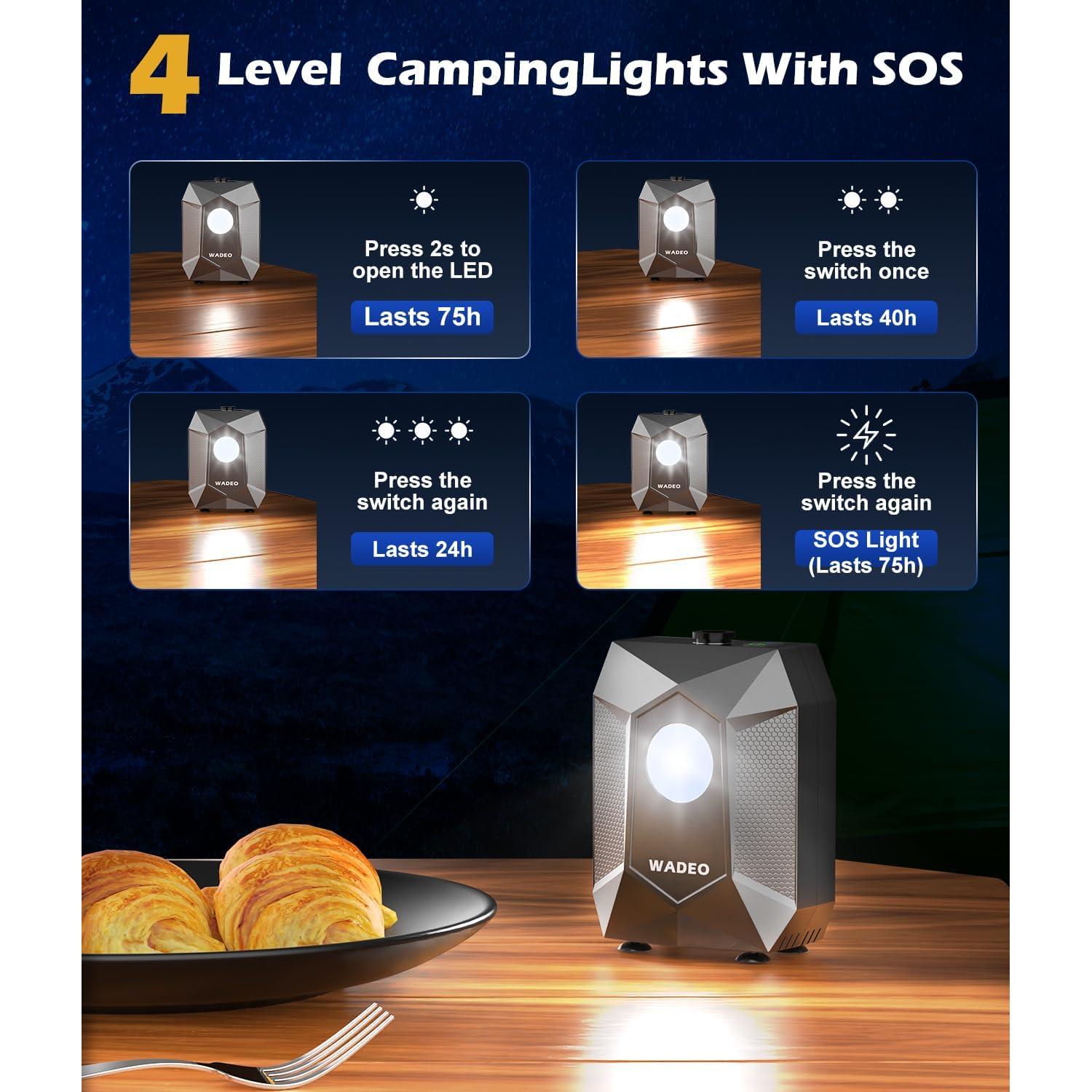 Ducha Portátil WADEO 6000mAh con Luz LED y 5 Niveles de Presión