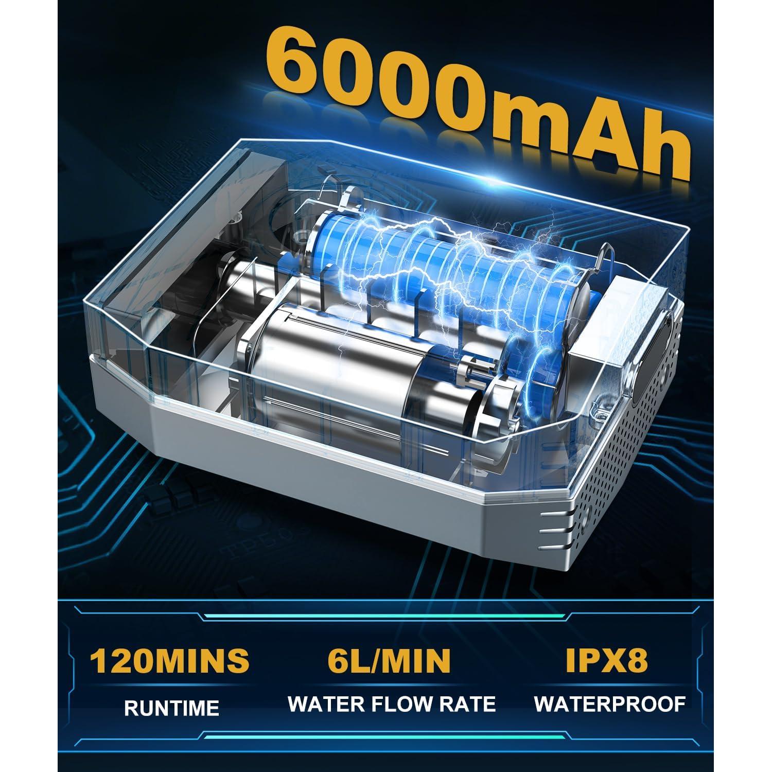 Ducha Portátil WADEO 6000mAh con Luz LED y 5 Niveles de Presión