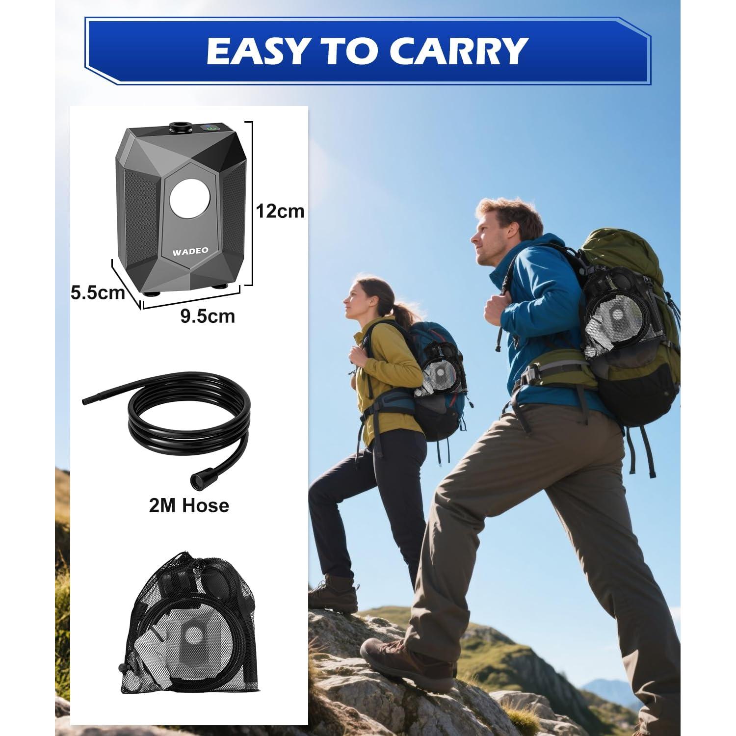 Ducha Portátil WADEO 6000mAh con Luz LED y 5 Niveles de Presión