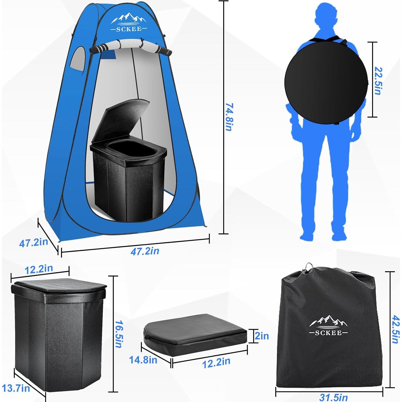 Inodoro Portátil Sckee XL con Carpa de Privacidad Plegable