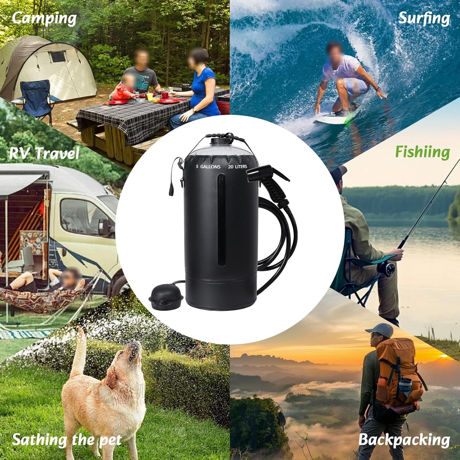 Bolsa de Ducha Solar Portátil Aircity 20L con Bomba de Pie