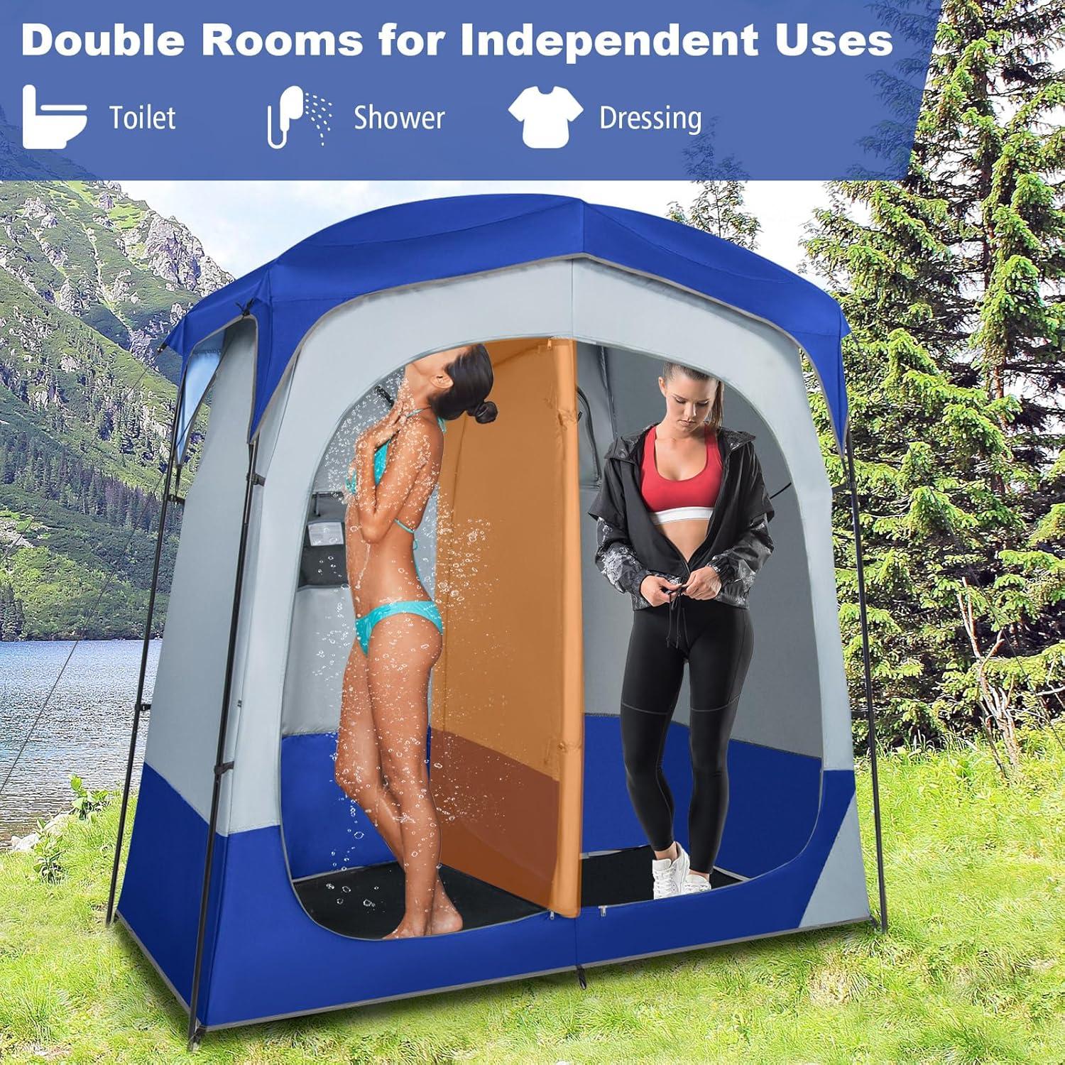 Carpa de Ducha Tangkula Doble 2 Personas 210.82x106.68cm