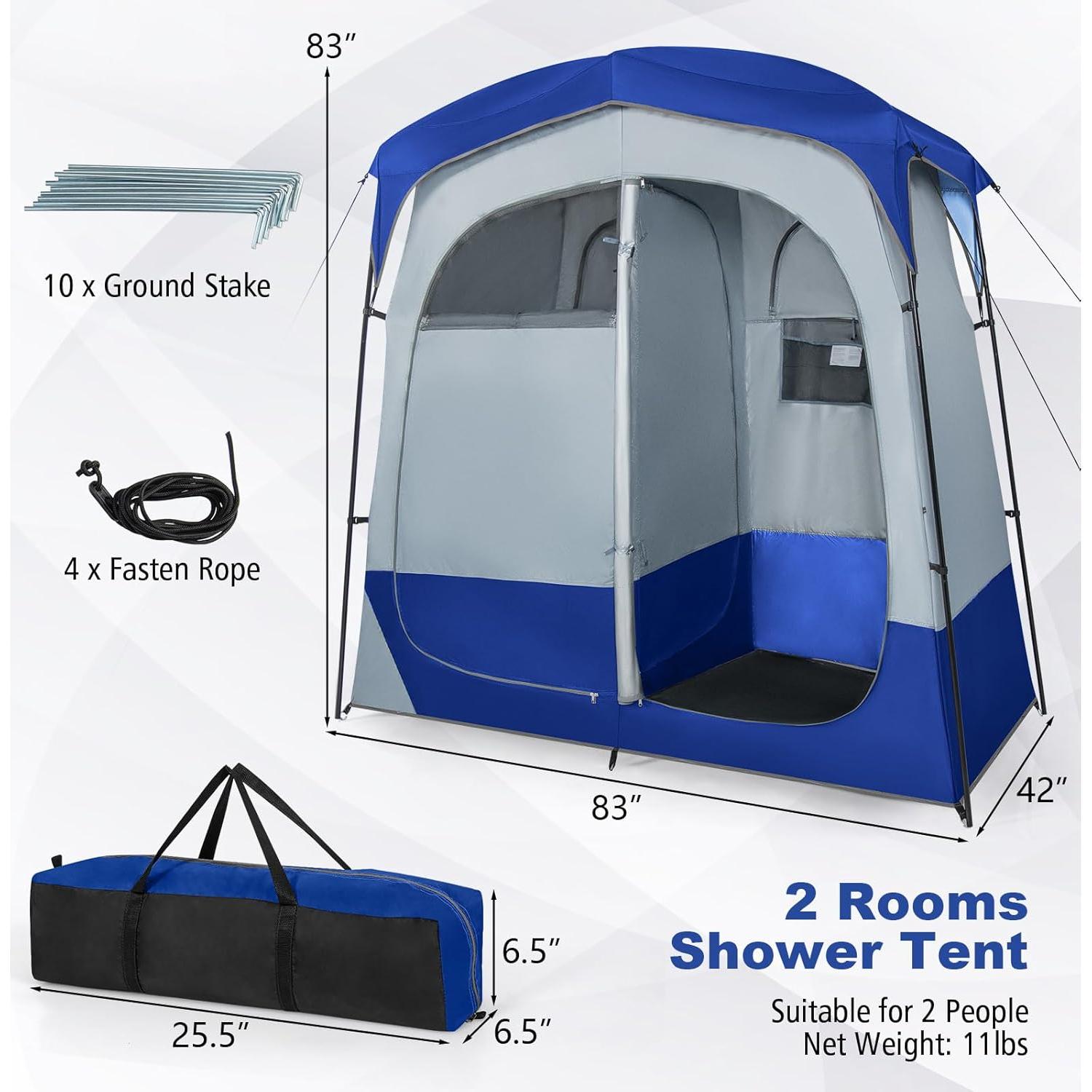 Carpa de Ducha Tangkula Doble 2 Personas 210.82x106.68cm