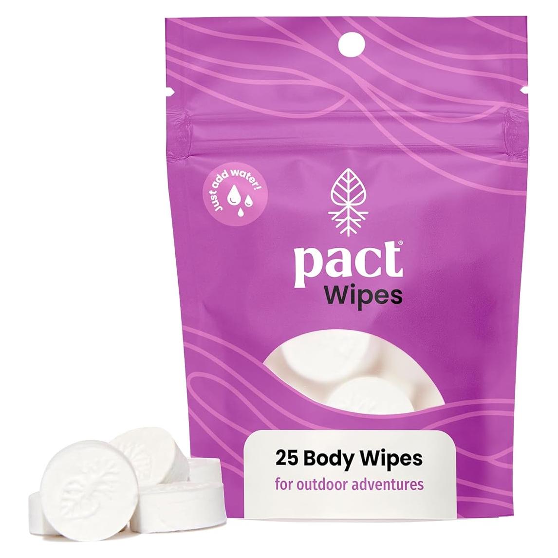 Toallitas PACT Comprimidas para Camping - 25 Unidades 30x30 cm